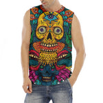 Psychedelic Skull Print Men's Fitness Tank Top