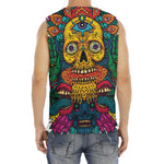 Psychedelic Skull Print Men's Fitness Tank Top