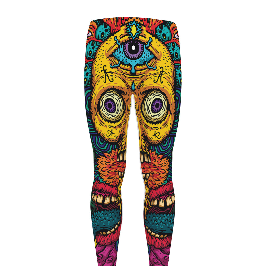 Psychedelic Skull Print Men's leggings