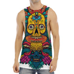 Psychedelic Skull Print Men's Muscle Tank Top