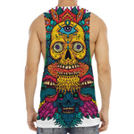 Psychedelic Skull Print Men's Muscle Tank Top