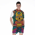 Psychedelic Skull Print Men's Romper