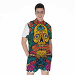 Psychedelic Skull Print Men's Rompers