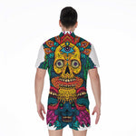 Psychedelic Skull Print Men's Rompers