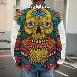 Psychedelic Skull Print Men's Shirt Jacket