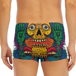 Psychedelic Skull Print Men's Short Boxer Briefs