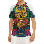 Psychedelic Skull Print Men's Short Sleeve Rash Guard