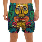 Psychedelic Skull Print Men's Split Running Shorts