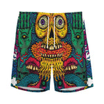 Psychedelic Skull Print Men's Sports Shorts