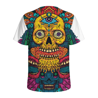 Psychedelic Skull Print Men's Sports T-Shirt