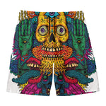 Psychedelic Skull Print Men's Swim Trunks