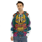 Psychedelic Skull Print Men's Velvet Pullover Hoodie