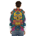 Psychedelic Skull Print Men's Velvet Pullover Hoodie
