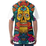 Psychedelic Skull Print Men's Velvet T-Shirt