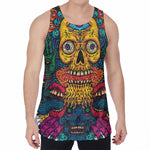 Psychedelic Skull Print Men's Velvet Tank Top