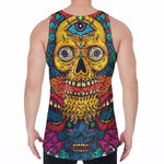 Psychedelic Skull Print Men's Velvet Tank Top