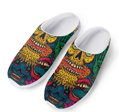 Psychedelic Skull Print Mesh Casual Shoes
