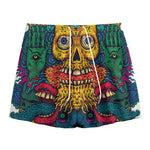 Psychedelic Skull Print Mesh Shorts