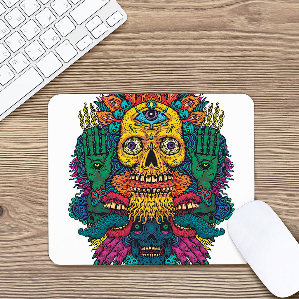 Psychedelic Skull Print Mouse Pad