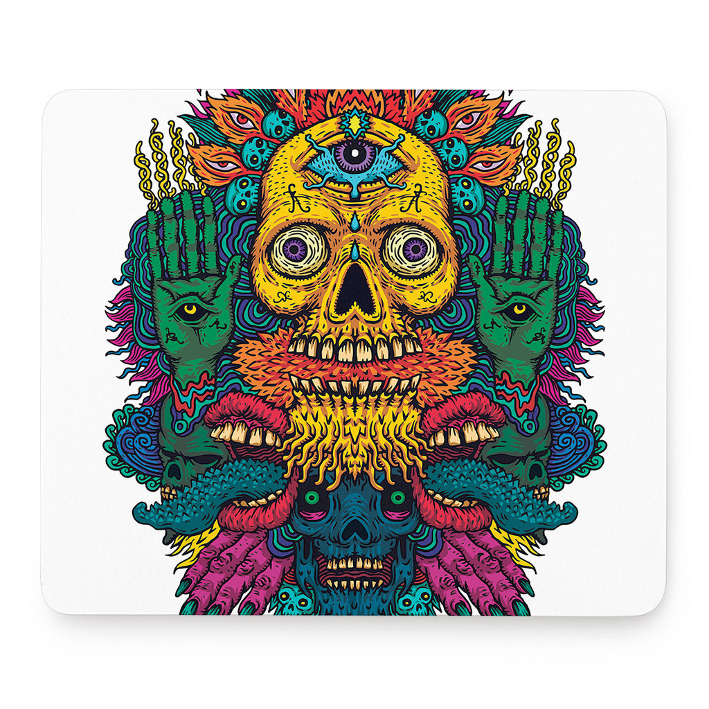 Psychedelic Skull Print Mouse Pad