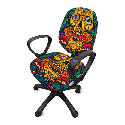 Psychedelic Skull Print Office Chair Cover
