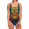 Psychedelic Skull Print One Piece Swimsuit