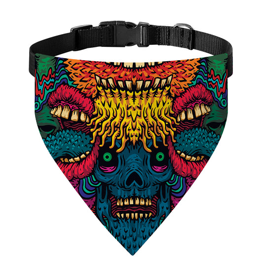 Psychedelic Skull Print Over The Collar Dog Bandana