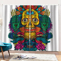 Psychedelic Skull Print Pencil Pleat Curtains