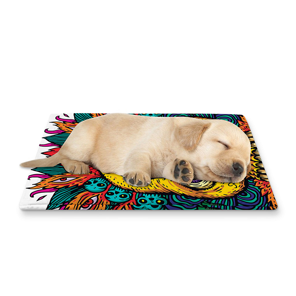 Psychedelic Skull Print Pet Cooling Mat Cover