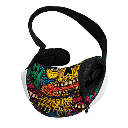 Psychedelic Skull Print Pet Sling Carrier