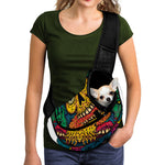 Psychedelic Skull Print Pet Sling Carrier