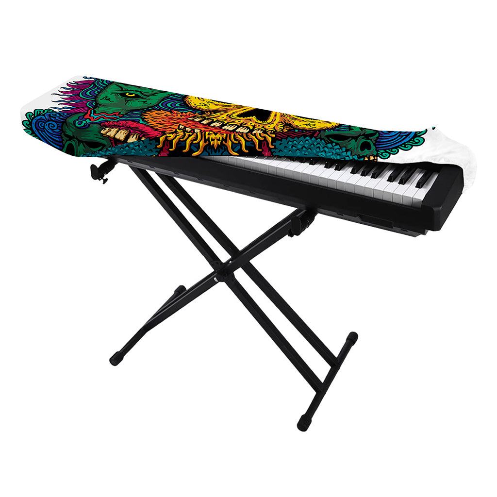 Psychedelic Skull Print Piano Keyboard Cover