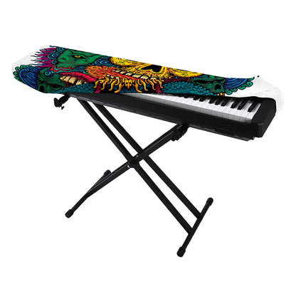 Psychedelic Skull Print Piano Keyboard Cover