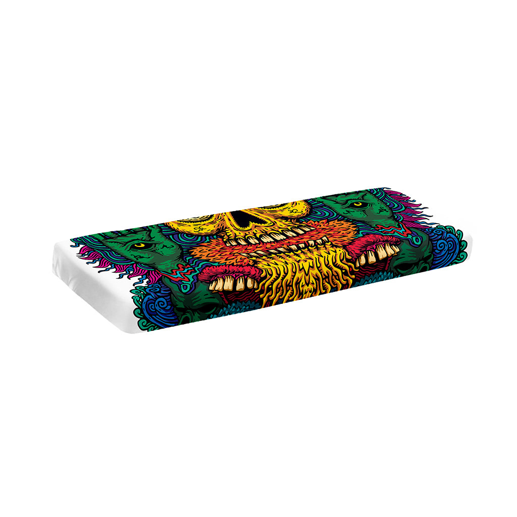 Psychedelic Skull Print Piano Keyboard Cover