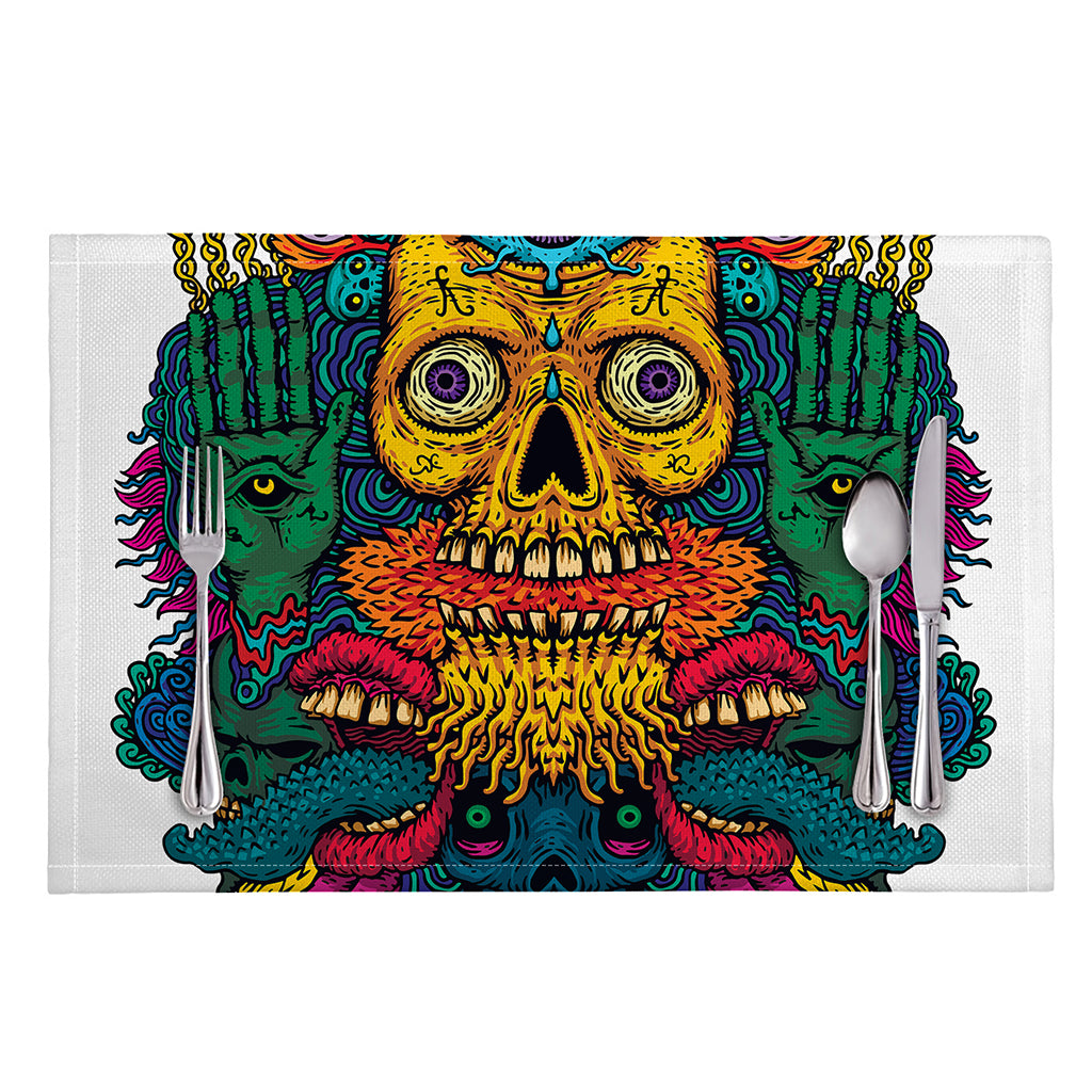 Psychedelic Skull Print Placemat