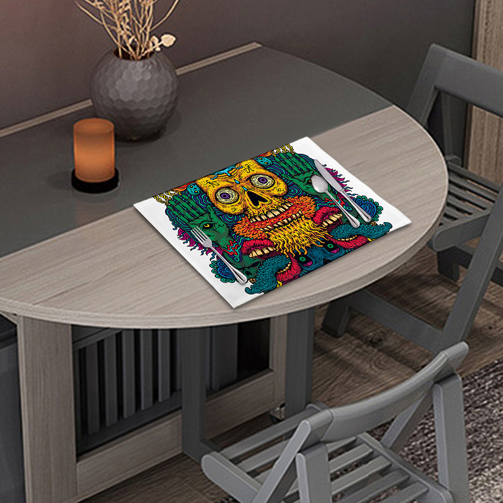 Psychedelic Skull Print Placemat