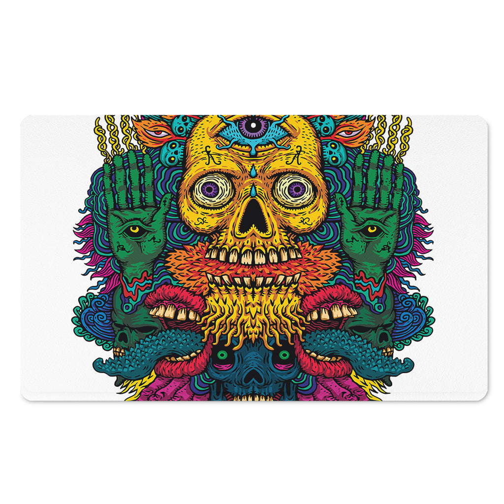Psychedelic Skull Print Polyester Doormat