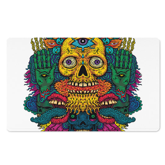 Psychedelic Skull Print Polyester Doormat