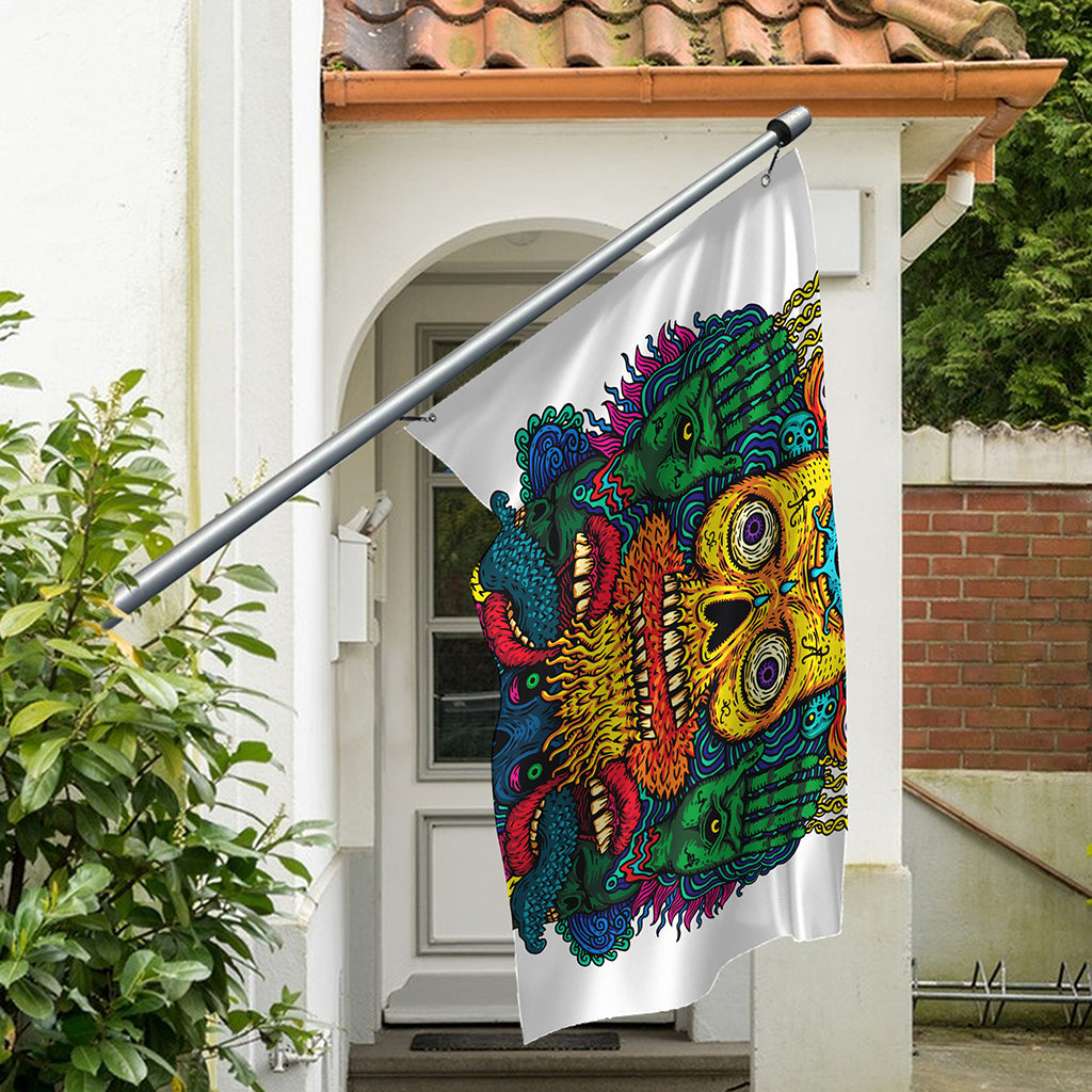 Psychedelic Skull Print Polyester Flag