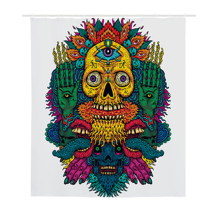 Psychedelic Skull Print Polyester Shower Curtain