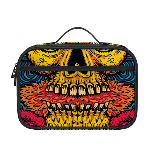 Psychedelic Skull Print Portable Lunch Bag