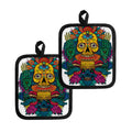 Psychedelic Skull Print Pot Holders