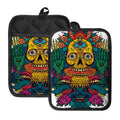 Psychedelic Skull Print Pot Holders With Pocket