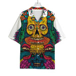Psychedelic Skull Print Rayon Hawaiian Shirt