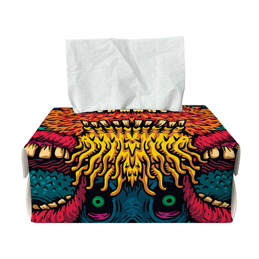 Psychedelic Skull Print Rectangle Tissue Box Cover