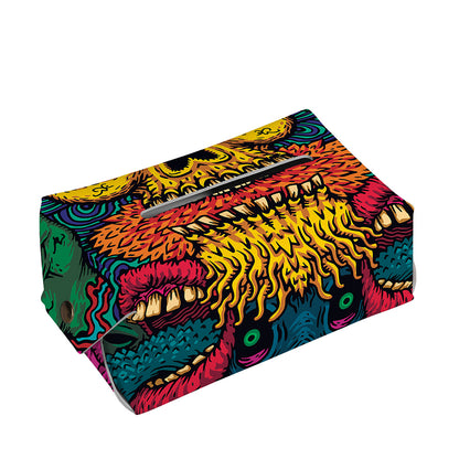 Psychedelic Skull Print Rectangle Tissue Box Cover