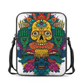 Psychedelic Skull Print Rectangular Crossbody Bag