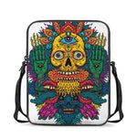 Psychedelic Skull Print Rectangular Crossbody Bag
