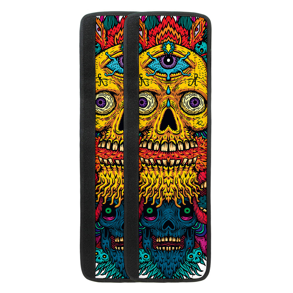 Psychedelic Skull Print Refrigerator Handle Covers