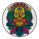 Psychedelic Skull Print Round Floor Mat